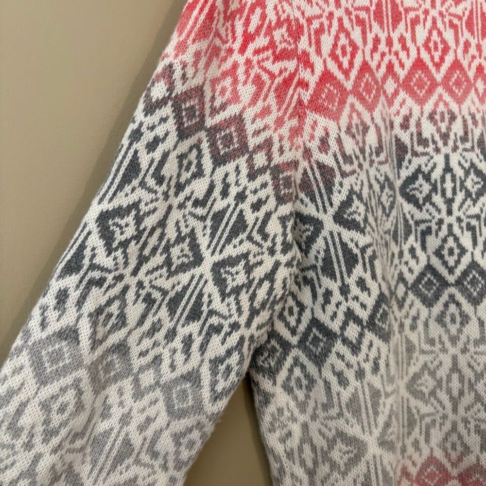 Talbots Women Pullover Pink Gray Ombre Fair Isle Wool Blend Sweater Petite Large - Picture 3 of 7